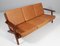 Model 290 3-Seater Sofa in Oak and Leather by Hans J. Wegner for Getama, 1970s 2