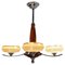 French Walnut, Chrome and Glass Ceiling Light, 1960s, Image 1