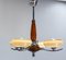 French Walnut, Chrome and Glass Ceiling Light, 1960s 3