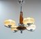 French Walnut, Chrome and Glass Ceiling Light, 1960s 5