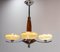 French Walnut, Chrome and Glass Ceiling Light, 1960s, Image 2
