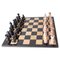 French Chess Board in Pink and Black Marble, 1980s, Set of 33 1