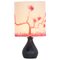 Table Lamp with Black Ceramic Base and a Silk Lampshade, 1970s, Image 1