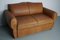 Französisches Art Deco Club 2-Sitzer Sofa mit Schnurrbart-Rücken aus Leder, 1940er 3