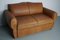 French Art Deco Moustache Back Club 2-Seater Sofa in Leather, 1940s 3