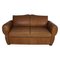Französisches Art Deco Club 2-Sitzer Sofa mit Schnurrbart-Rücken aus Leder, 1940er 1