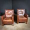 Vintage Club Chairs in Brown Leather, Set of 2 1