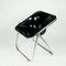 Black Plastic Plona Folding Chair attributed to Giancarlo Piretti for Castelli, Italy, 1970s 11