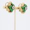 18 Karat Yellow Gold and Diamond Green Enamel Earrings, 1960s, Set of 2, Image 4