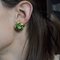 18 Karat Yellow Gold and Diamond Green Enamel Earrings, 1960s, Set of 2, Image 5