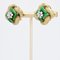 18 Karat Yellow Gold and Diamond Green Enamel Earrings, 1960s, Set of 2, Image 3