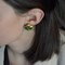 18 Karat Yellow Gold and Diamond Green Enamel Earrings, 1960s, Set of 2, Image 7