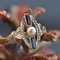 Art Deco 18 Karat Rose White Gold and Pearl Sapphire Ring, 1925, Image 3
