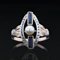 Art Deco 18 Karat Rose White Gold and Pearl Sapphire Ring, 1925 5