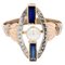 Art Deco 18 Karat Rose White Gold and Pearl Sapphire Ring, 1925 1