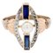 Art Deco 18 Karat Rose White Gold and Pearl Sapphire Ring, 1925, Image 1