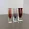 Faceted Murano Sommerso Glass Cube Vases, Italy, 1970s, Set of 3 3