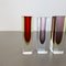 Faceted Murano Sommerso Glass Cube Vases, Italy, 1970s, Set of 3 4
