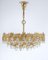 Large Gilt Brass and Crystal Glass Chandelier attributed to Palwa Germany, 1960s 2