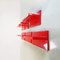 Modern Italian Red Plastic Shelves by Marcello Siard for Kartell, 1970s, Set of 6 3