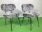 Vintage Stühle aus Metall mit Flokati Tapeten, 1950er, 2er Set 1