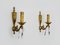 Bronze Wall Sconces with Glass Pendants, 1960s, Set of 2, Image 1