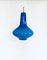 Lampe à Suspension en Verre Bleu Opalin attribuée à Massimo Vignelli pour Venini Murano, Italie, 1950s 1