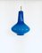 Opaline Blue Glass Pendant Lamp attributed to Massimo Vignelli for Venini Murano, Italy, 1950s 1