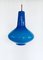 Lampe à Suspension en Verre Bleu Opalin attribuée à Massimo Vignelli pour Venini Murano, Italie, 1950s 9