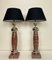 French Red Rosso Levanto Marble and Chrome Table Lamps, 1970s, Set of 2, Image 1