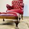 Antique English Chair and Footstool in Leather, Set of 2 8