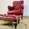 Chaise et Repose-pieds Antique en Cuir, Angleterre, Set de 2 19