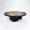 Brutalist Slate Stone Round Coffee Table, 1960s 1