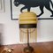 Large Art Deco Brass and Yellow Opaline Glass Table Lamp with Glass Fringe Tassels, 1940s, Image 3