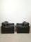 Black Leather Maralunga Armchairs attributed to Vico Magistretti for Cassina, 1970s, Set of 2 1