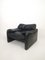 Black Leather Maralunga Armchairs attributed to Vico Magistretti for Cassina, 1970s, Set of 2, Image 15