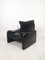 Black Leather Maralunga Armchairs attributed to Vico Magistretti for Cassina, 1970s, Set of 2 14