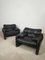 Black Leather Maralunga Armchairs attributed to Vico Magistretti for Cassina, 1970s, Set of 2 2