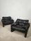 Black Leather Maralunga Armchairs attributed to Vico Magistretti for Cassina, 1970s, Set of 2, Image 2