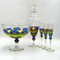 Antique Hand Painted Glass Bareware Set and Vase, Germany, 1930s, Set of 5 3