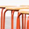 French Red Stacking School Stools, Set of 6 2