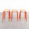 French Red Stacking School Stools, Set of 6 1