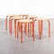 French Red Stacking School Stools, Set of 6 7