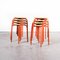 French Red Stacking School Stools, 1960s, Set of 8 2