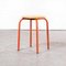 French Red Stacking School Stools, 1960s, Set of 8 1