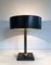 Lámpara de escritorio de cuero negro y latón al estilo de Jacques Adnet, años 70, Imagen 7