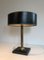 Lámpara de escritorio de cuero negro y latón al estilo de Jacques Adnet, años 70, Imagen 12