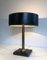 Lámpara de escritorio de cuero negro y latón al estilo de Jacques Adnet, años 70, Imagen 2