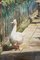 F. Clavero, Geese and a Stone Frog by a Cathedral Pond, 1970s, Large Watercolour 5