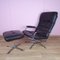 Vintage Norwegian Leather Lounge Chair with Ottoman, 1970s, Set of 2, Image 1